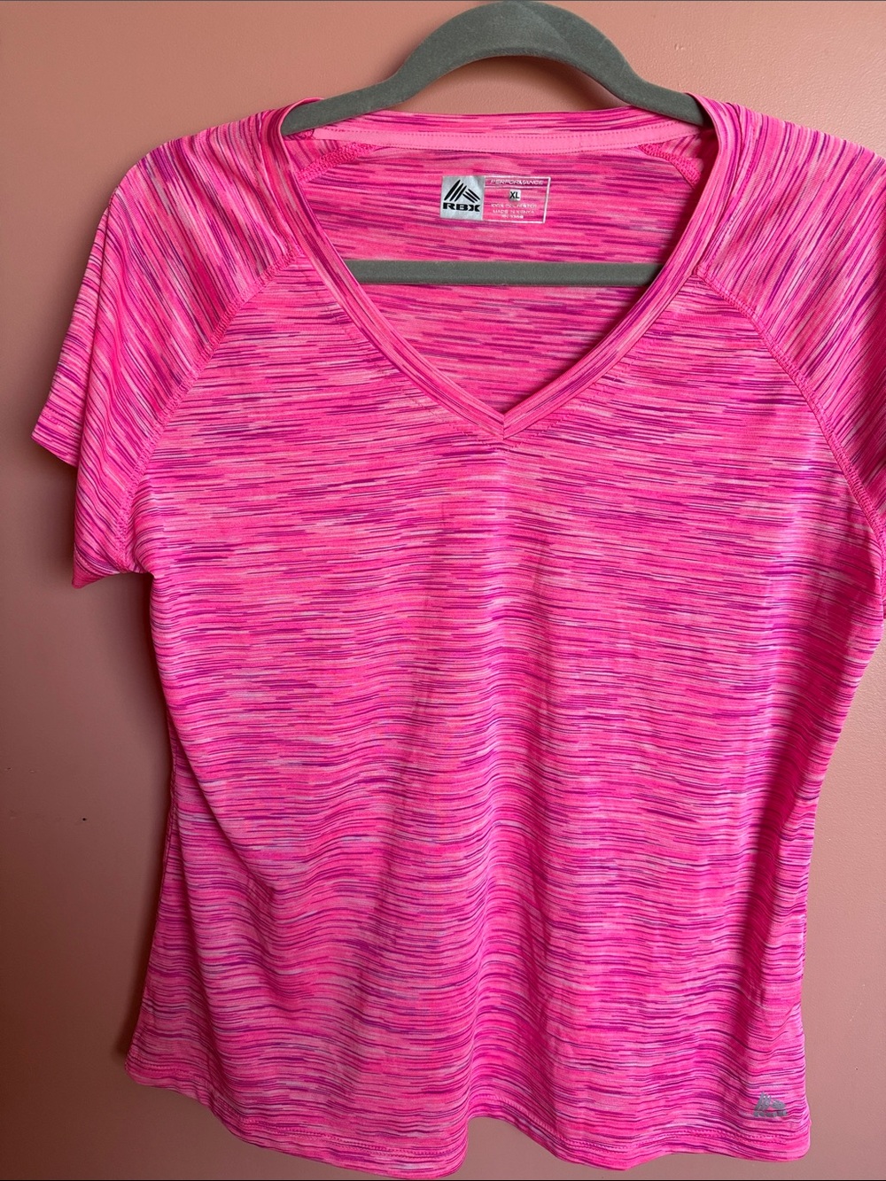 RBX Pink Space-Dye V-Neck Short Sleeve Tee